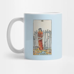 Eight of swords tarot card (distressed) Mug